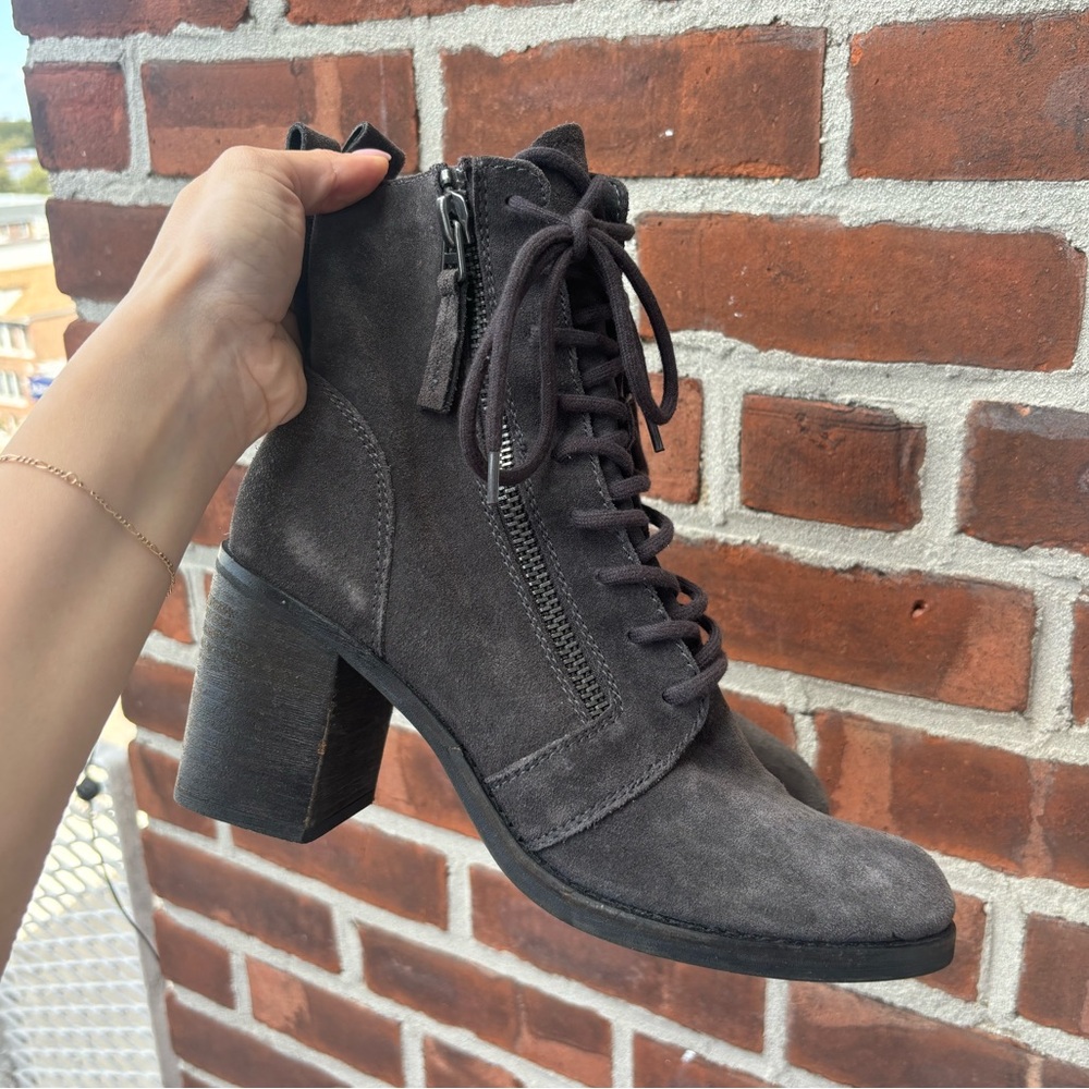 Dolce Vita Gray Suede Ankle Boots Zippers